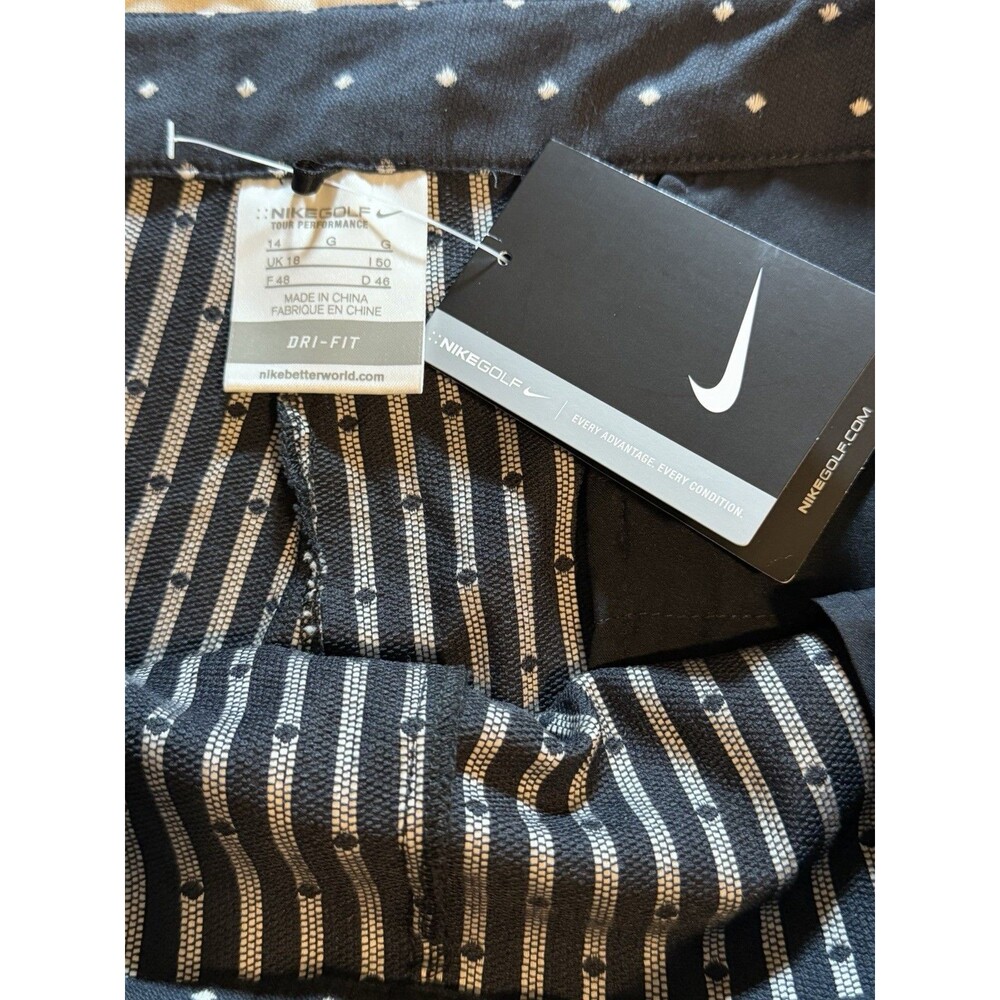 Nike Womens Dri Fit Golf Pants Size 14 Black/White Polka Dots Slim NWT - Picture 3 of 14